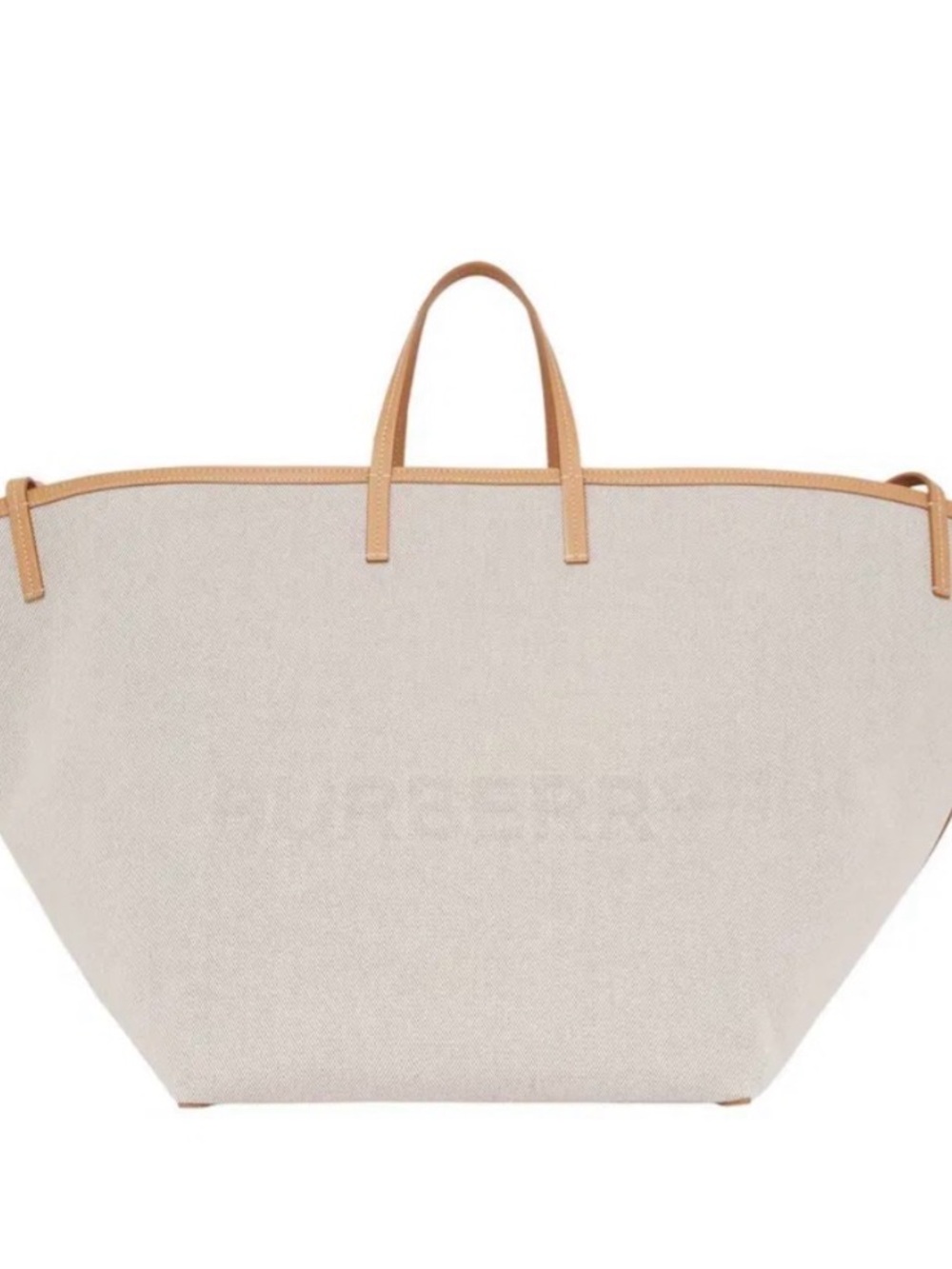 BURBERRY Canvas XL BEACH Tote Bag with Tan Leather Trim with Dust Bag